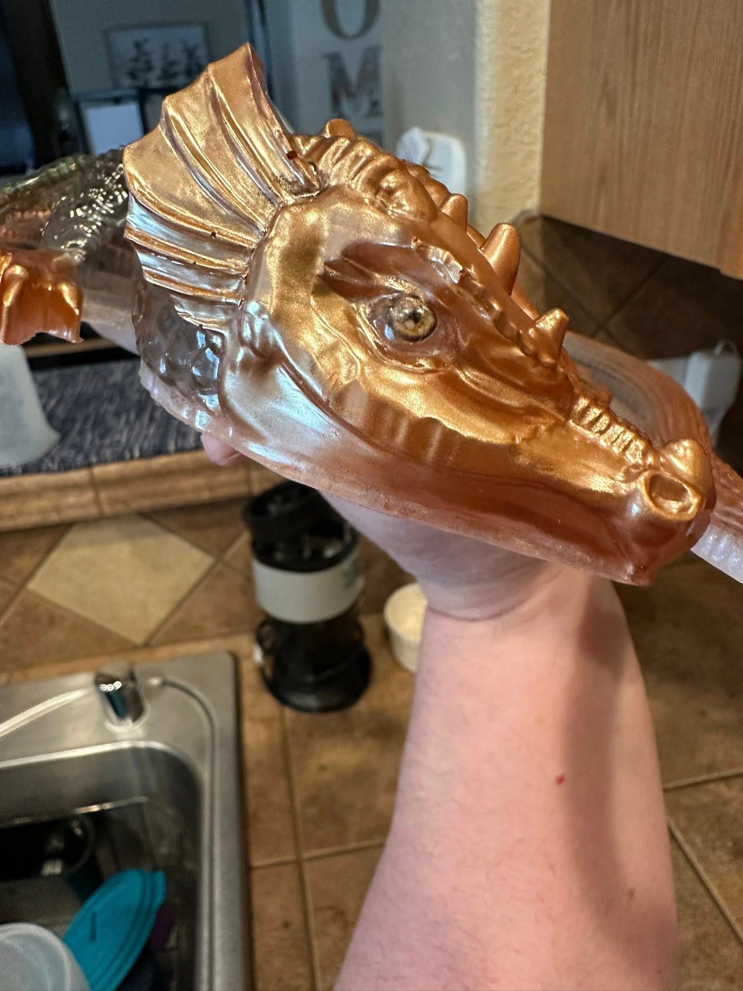 Extra Large Beautiful Resin Gold Dragon