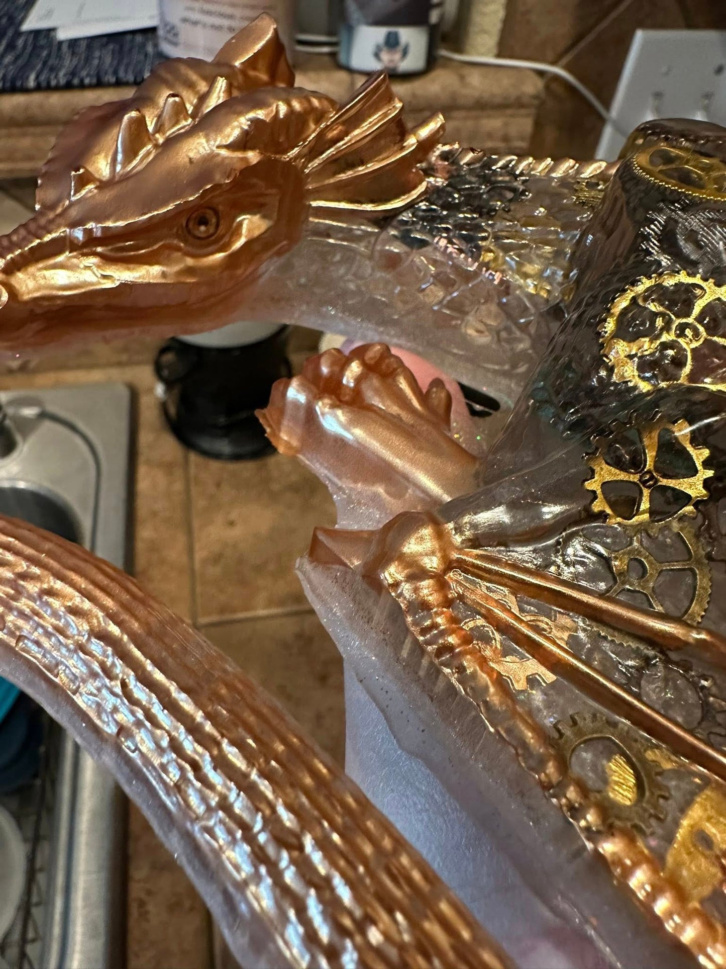 Extra Large Beautiful Resin Gold Dragon