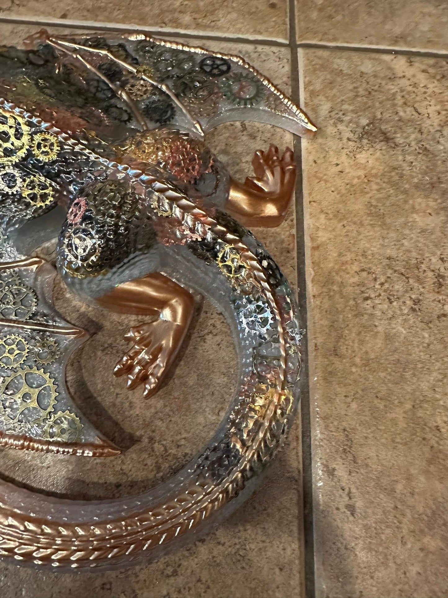 Extra Large Beautiful Resin Gold Dragon