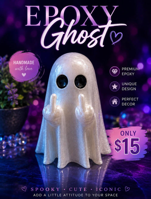 Cute Handmade Resin Ghost Figuring-Funny Halloween Ghost Decor-Spooky Epoxy Ghost Statue