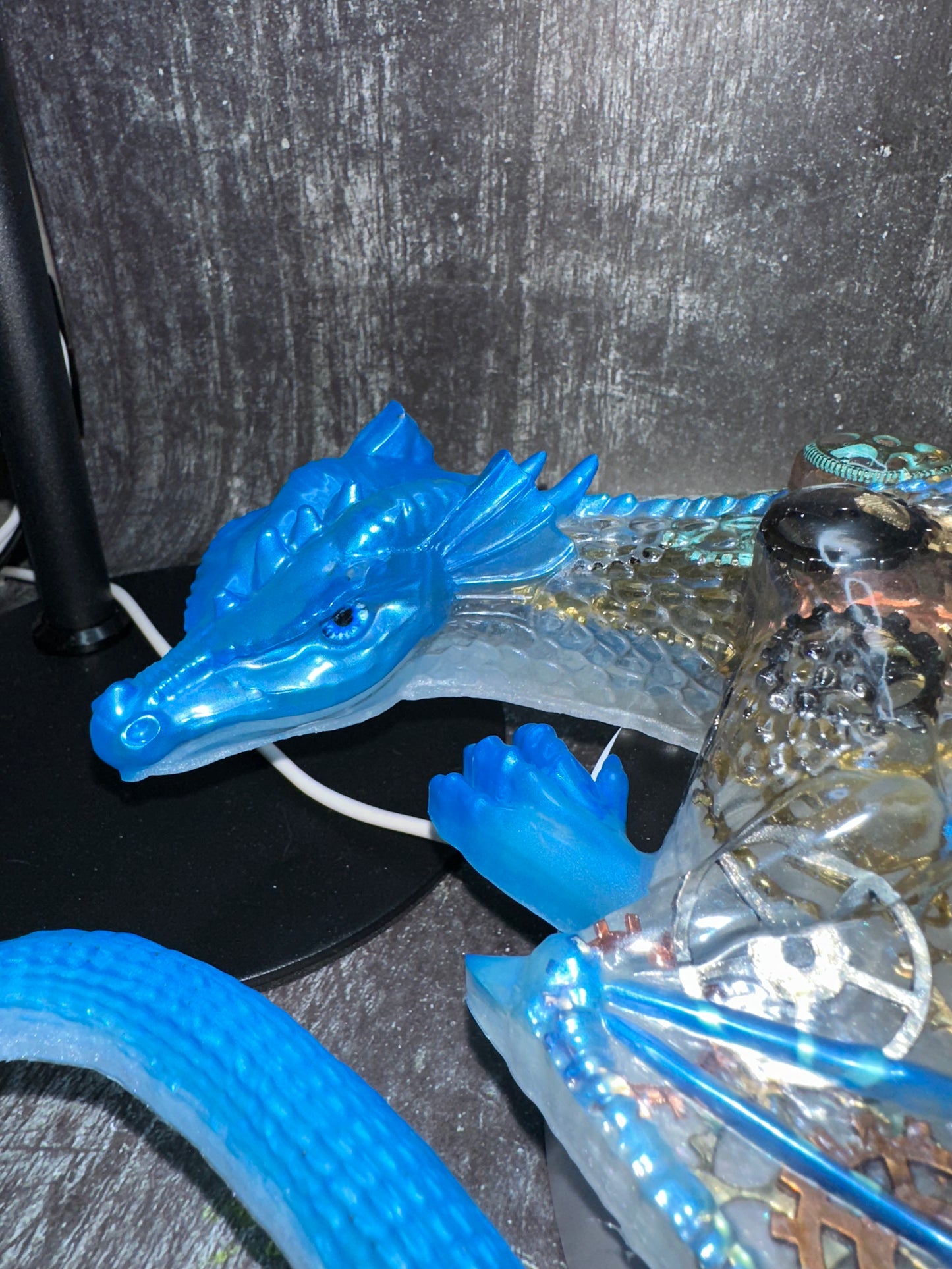 Extra Large Beautiful Resin Blue Dragon
