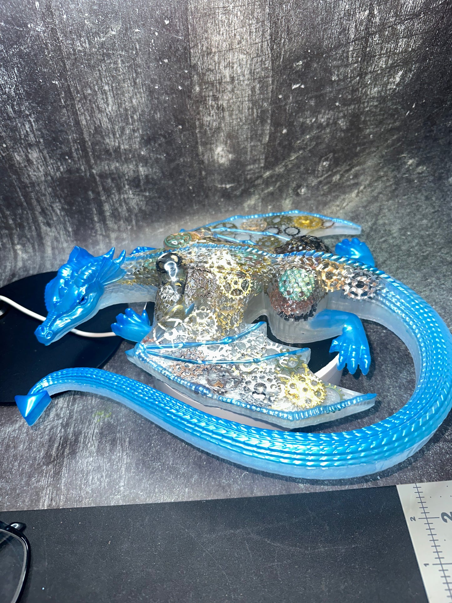Extra Large Beautiful Resin Blue Dragon