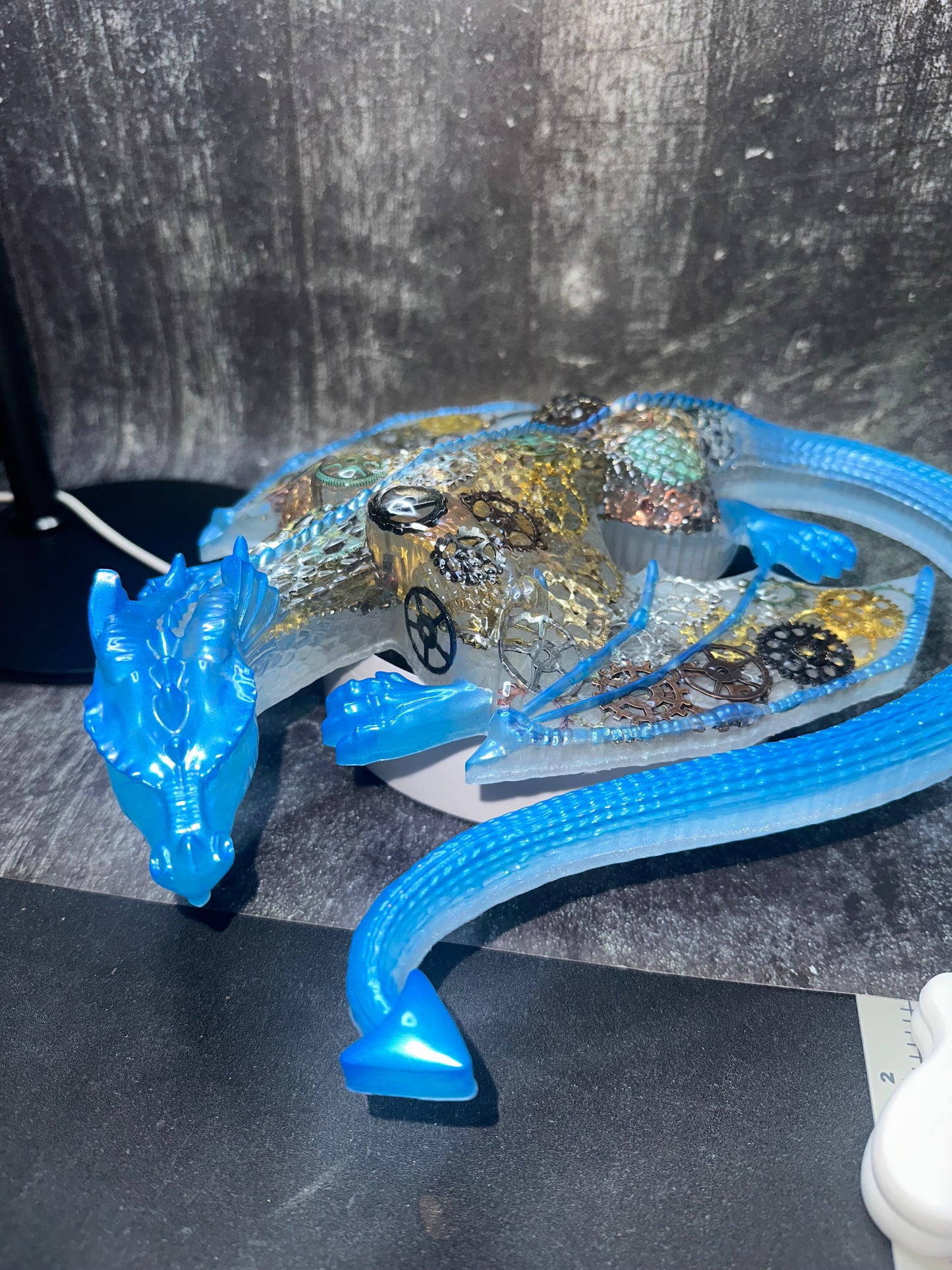 Extra Large Beautiful Resin Blue Dragon